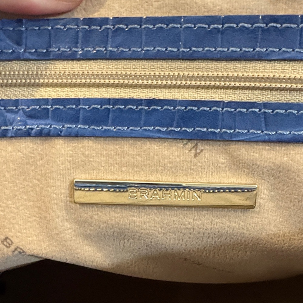 Brahmin Blue Croc-Embossed Tote - Picture 7 of 11
